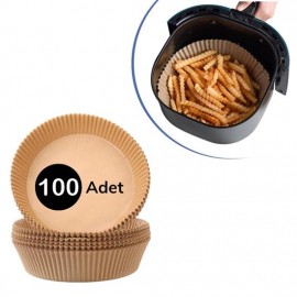 100 Adet  Air Fryer Pişirme Kağıdı Tek Kullanımlık  Yağlı Kağıdı Yuvarlak Tabak Model