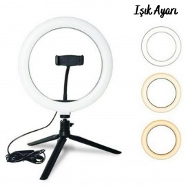 10inç 26cm Youtube Instagram Tiktok Selfie  Stüdyo Video Fotoğraf Ring Light  Tripod Led Halka Işık