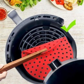  Renkli Isıya Dayanıklı Yıkanılabilir Silikon Fırın Ve Airfryer Yuvarlak Pişirme Matı 23 Cm